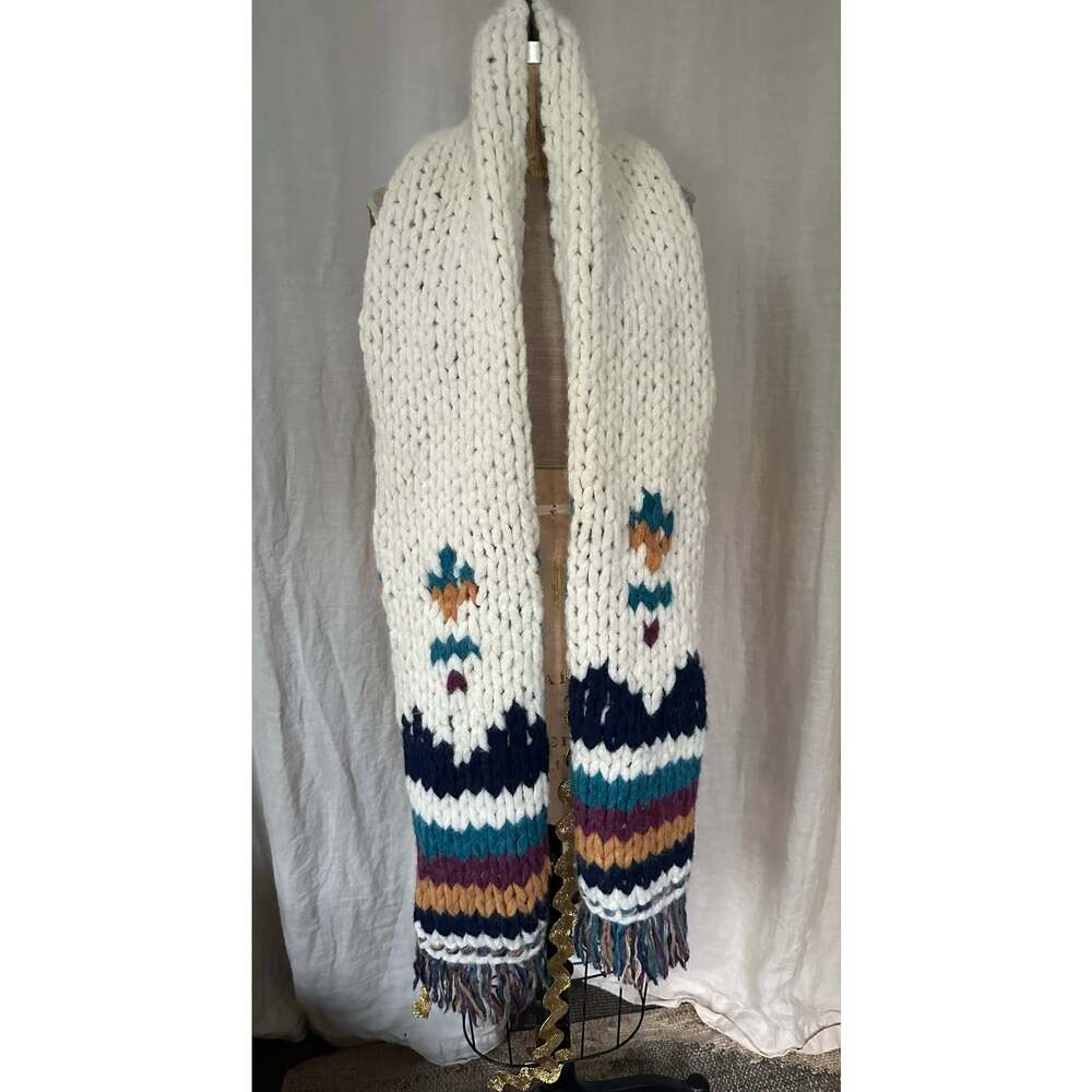 Faherty x B. Yellowtail Chunky Hand-Knit Alpaca Scarf oversized native new 12x80 - Picture 11 of 11